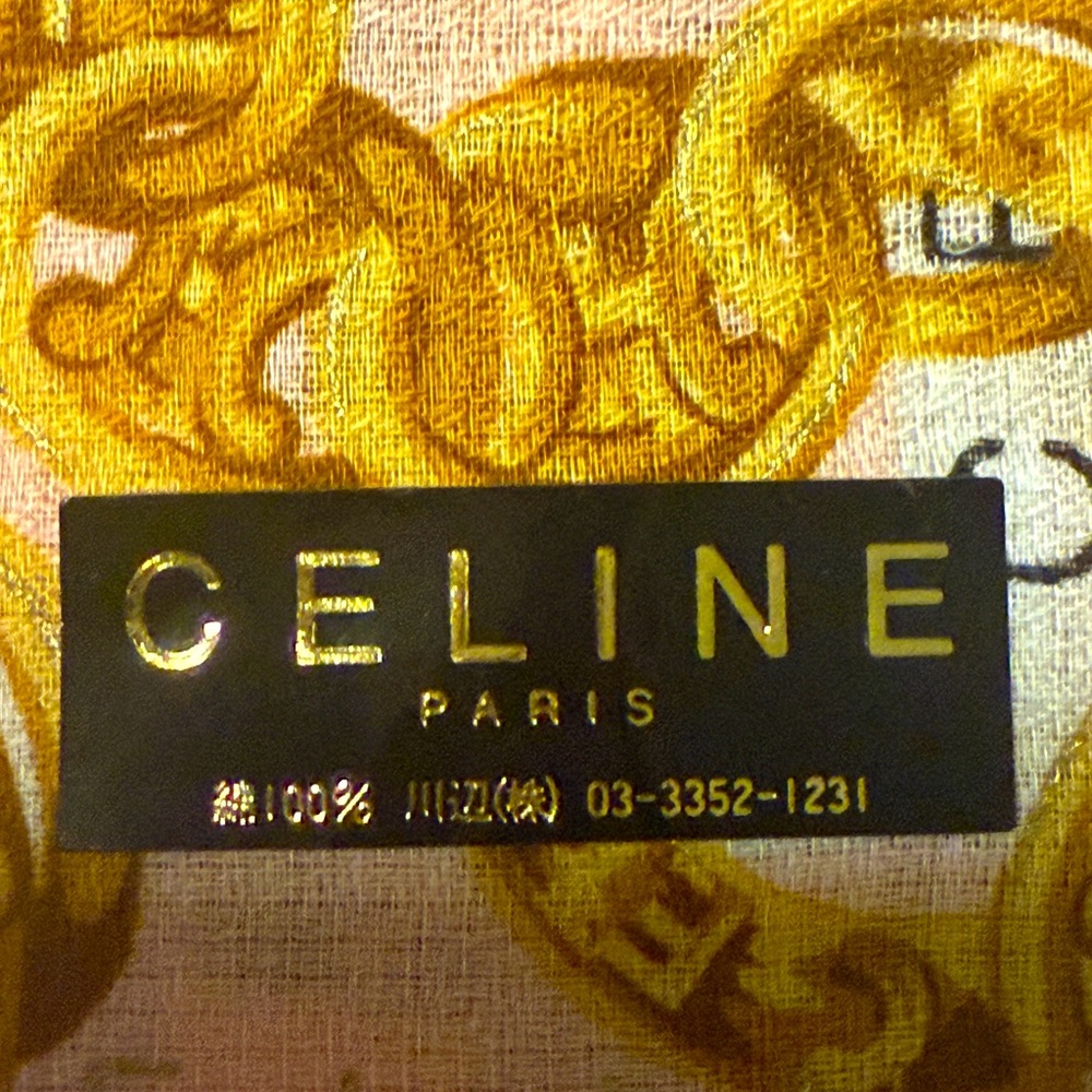 CELINE SCARF PINK & GOLD CHAIN DETAIL